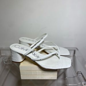 Calvin Klein Women’s Becca Slip-On Strappy Dress Leather Sandal